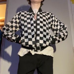 Checkered Bomber Jacket